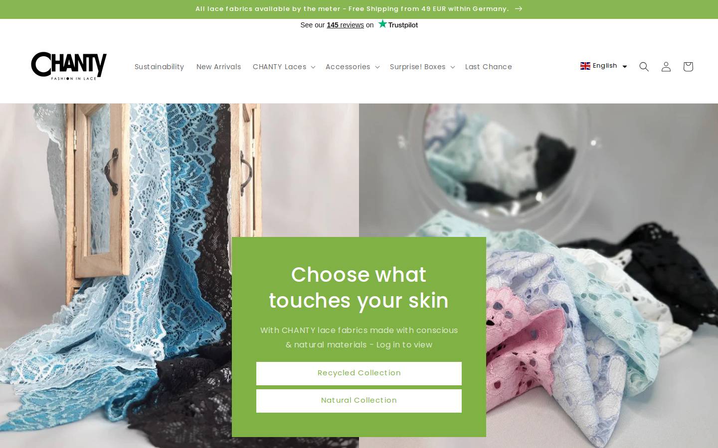 CHANTY Spitzenfabrik GmbH&Co. KG homepage screenshot