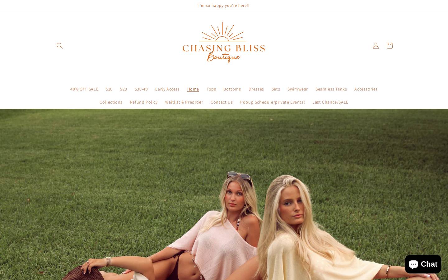 shopchasingbliss.com homepage screenshot
