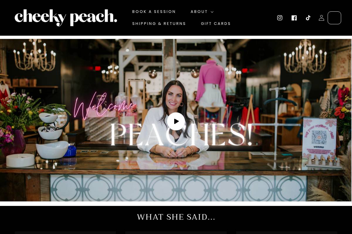 shopcheekypeach.com homepage screenshot