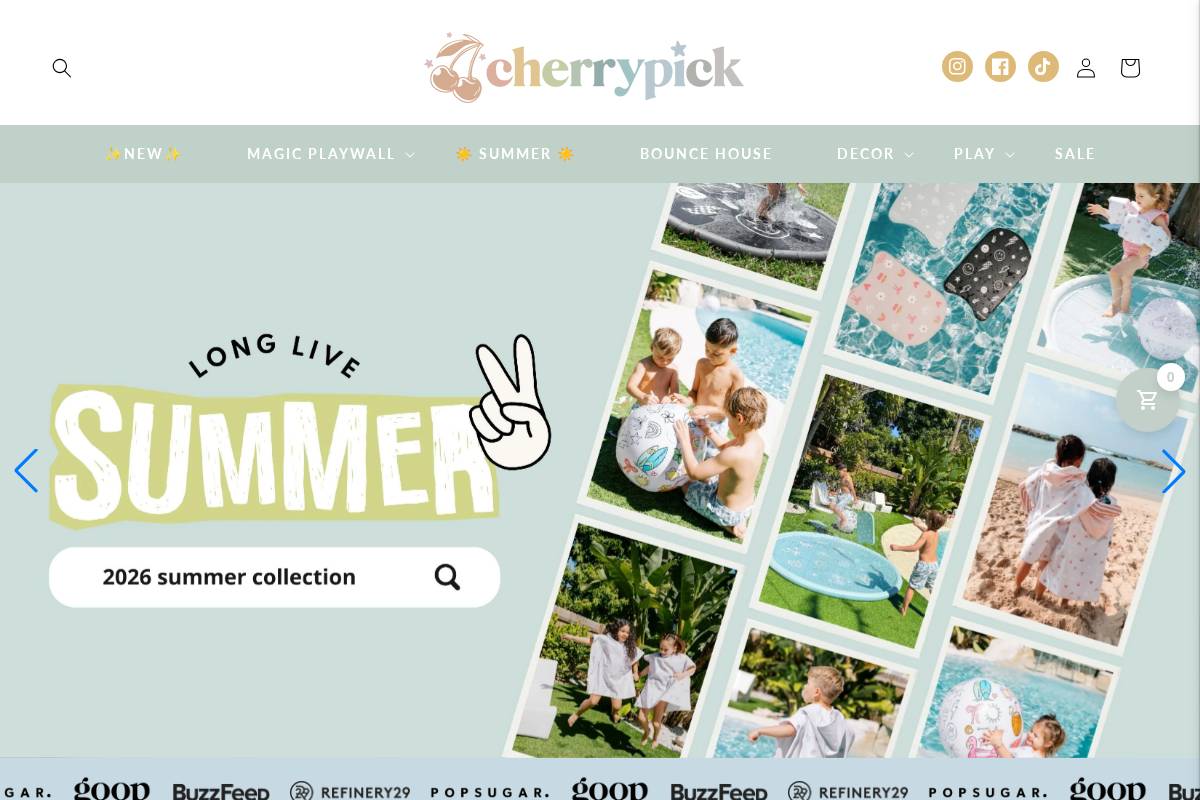 Shopcherrypick homepage screenshot