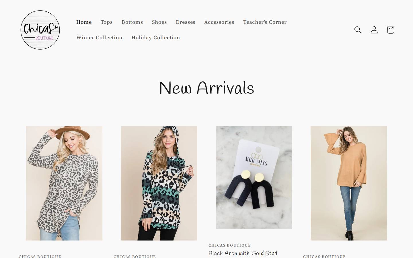 shopchicasboutique.com homepage screenshot