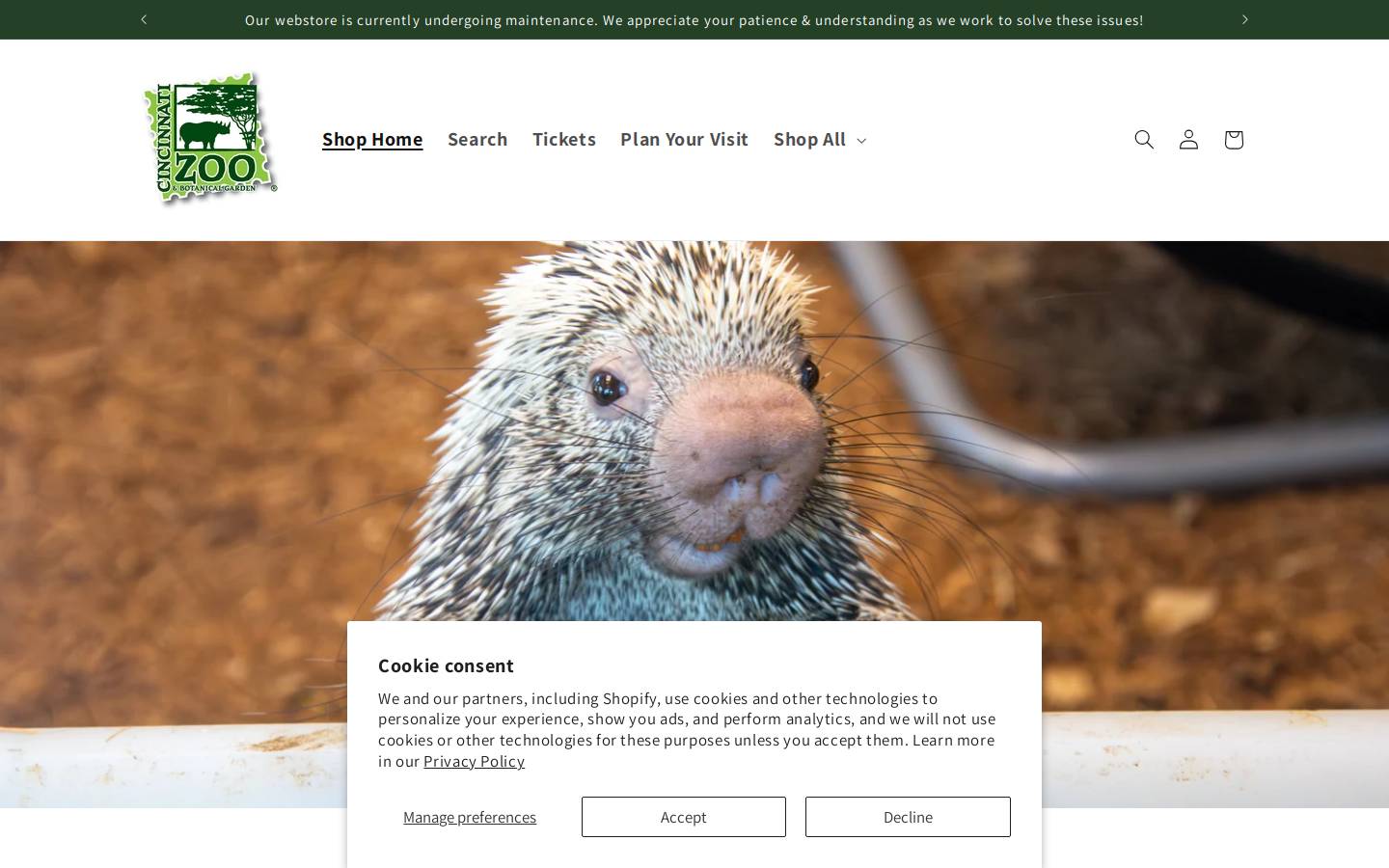 shopcincinnatizoo.com homepage screenshot