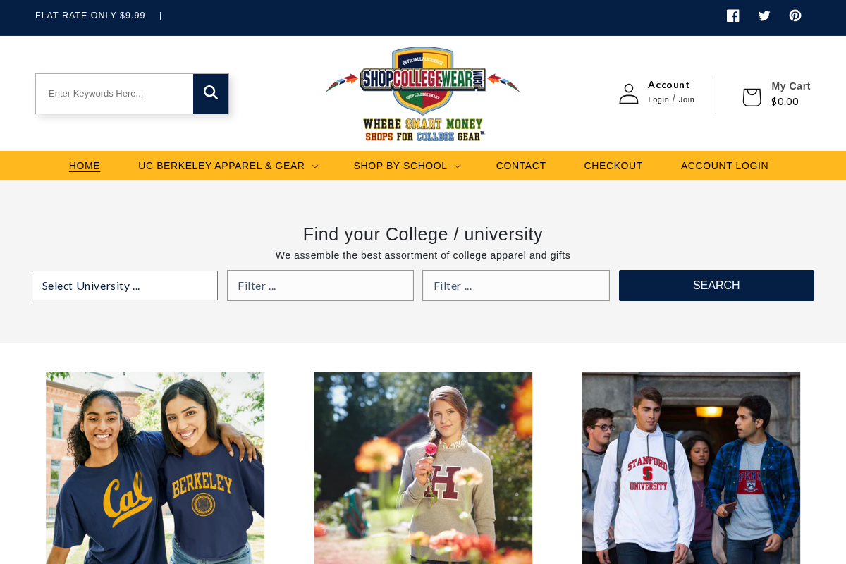Shop College Wear homepage screenshot