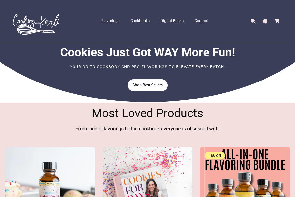 shopcookingwithkarli.com homepage screenshot