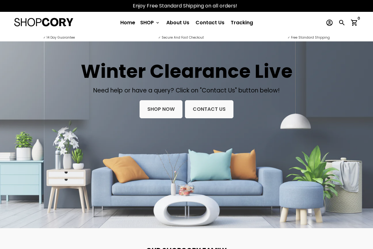 Shopcory homepage screenshot