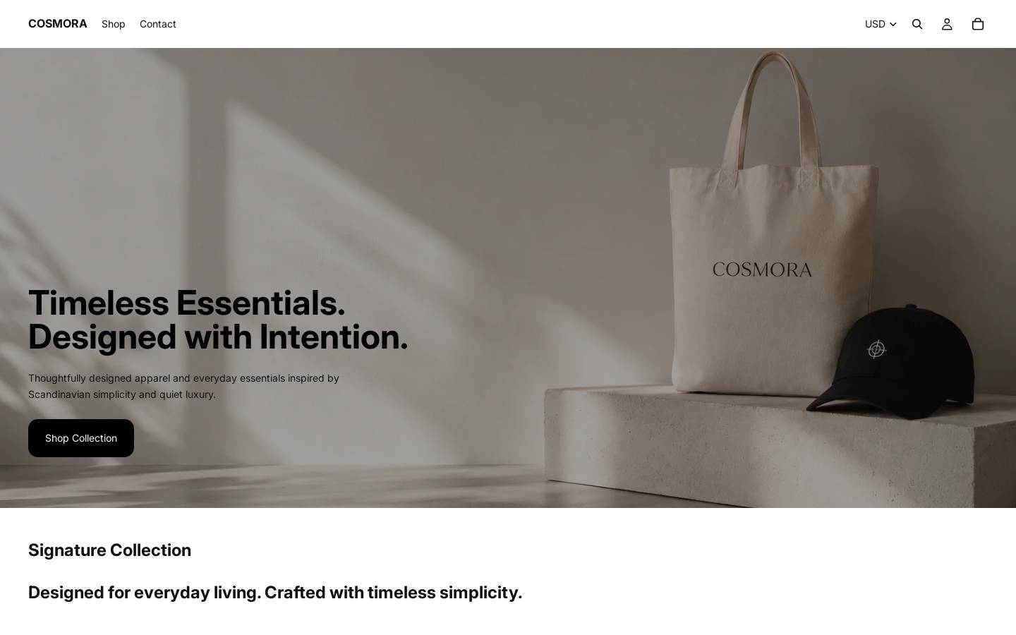 shopcosmora.com homepage screenshot