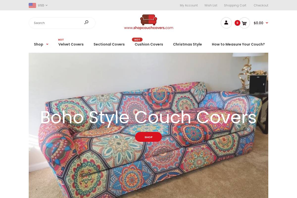 Shopcouchcovers homepage screenshot