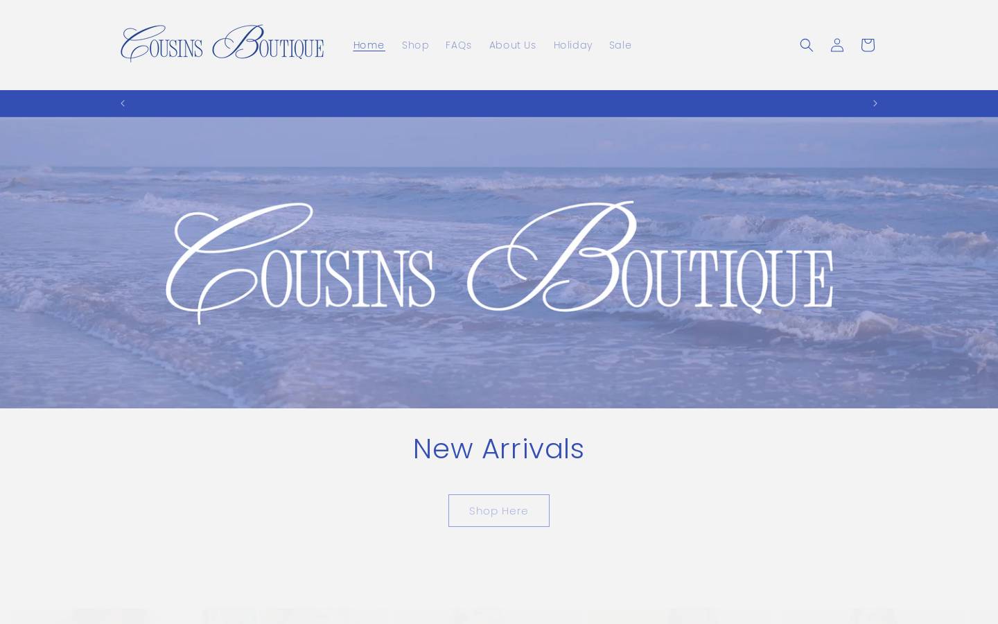 shopcousinsboutique.com homepage screenshot