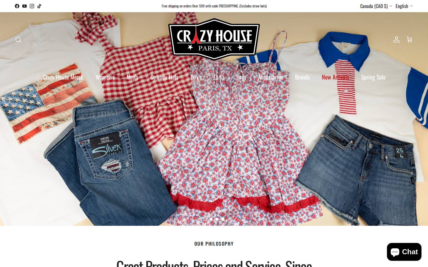 shopcrazyhouse.com homepage screenshot