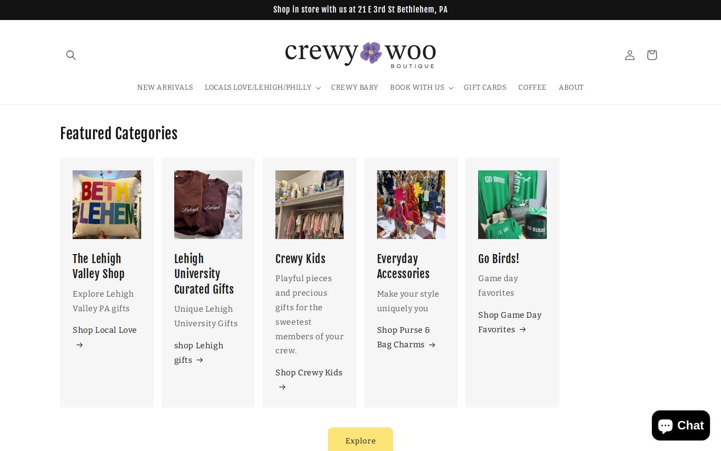 shopcrewywoo.com homepage screenshot