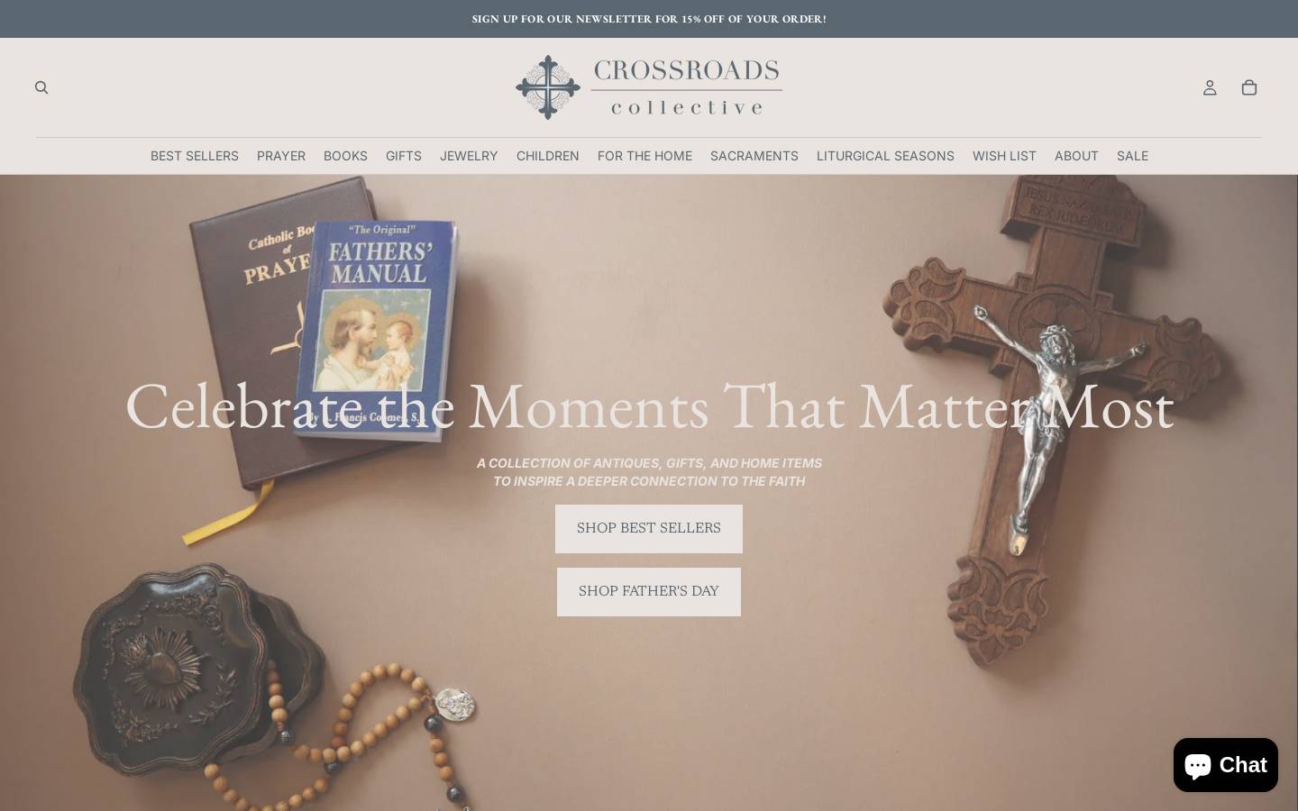shopcrossroads.org homepage screenshot