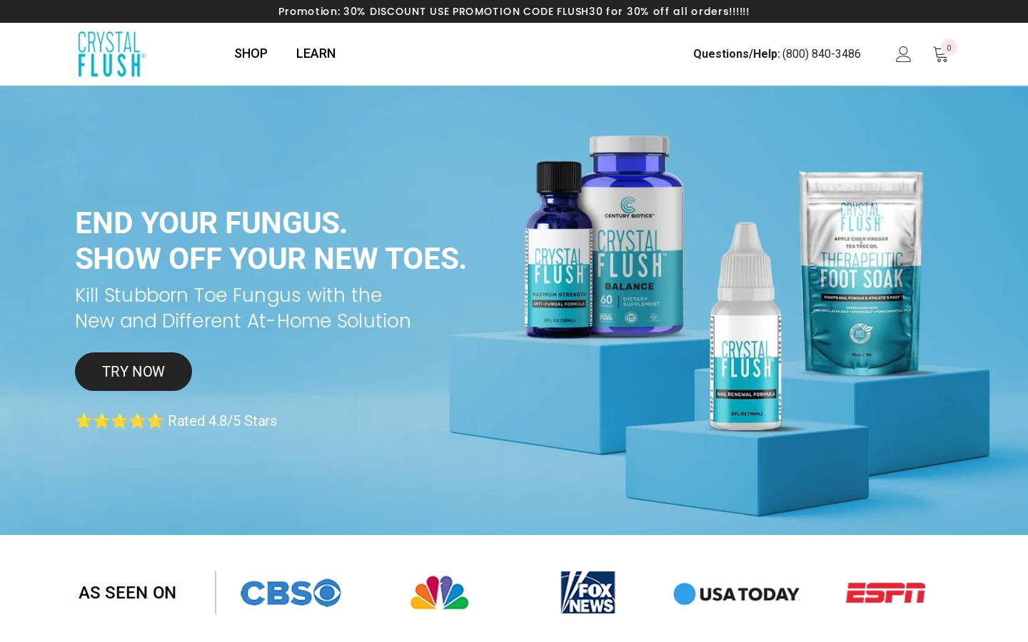shopcrystalflush.com homepage screenshot