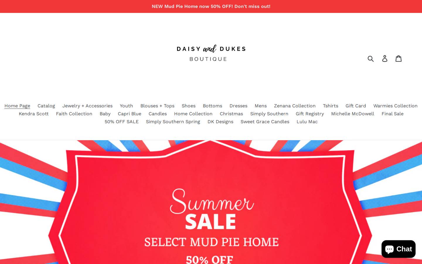 shopdaisyanddukes.com homepage screenshot