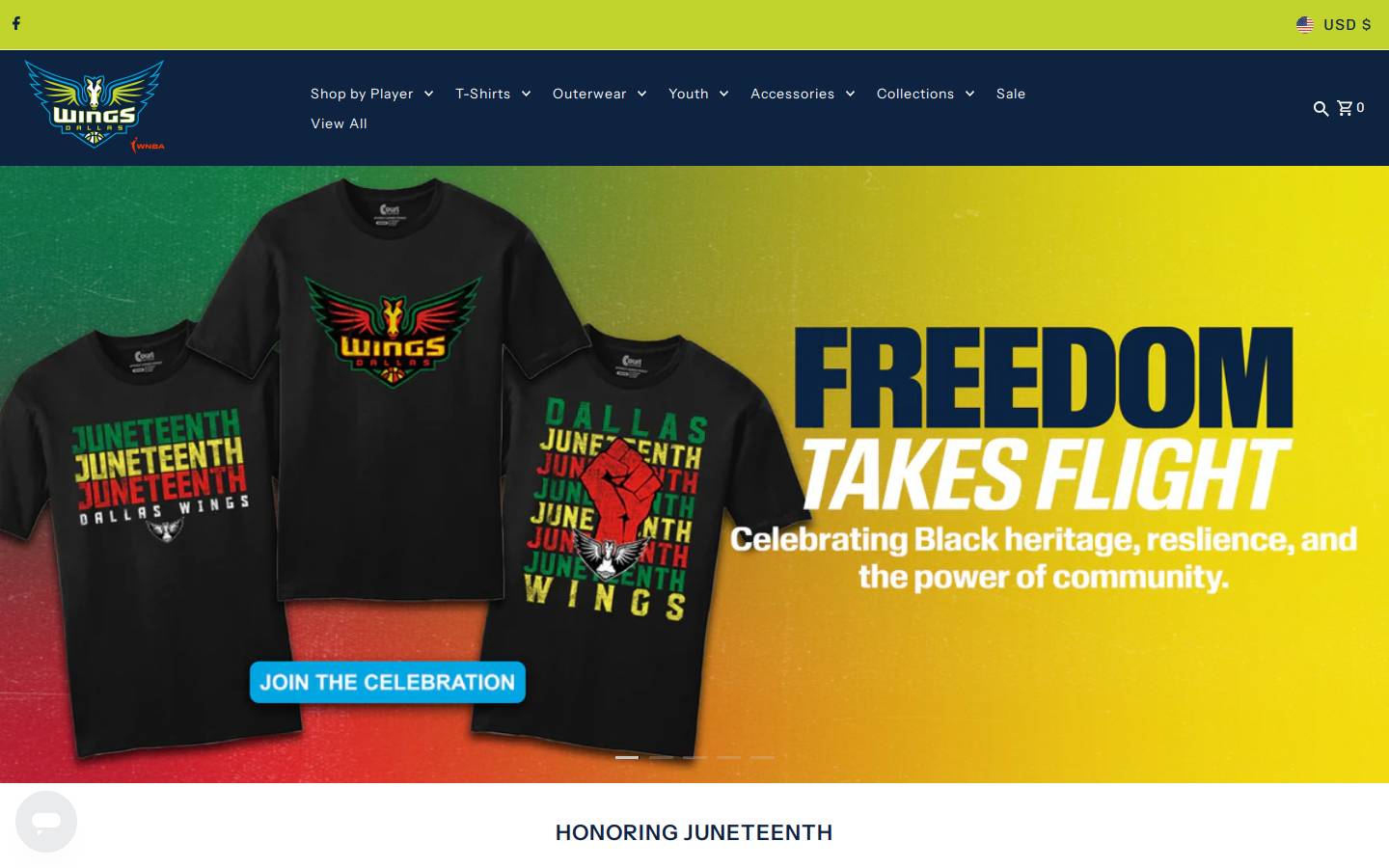 shopdallaswings.com homepage screenshot