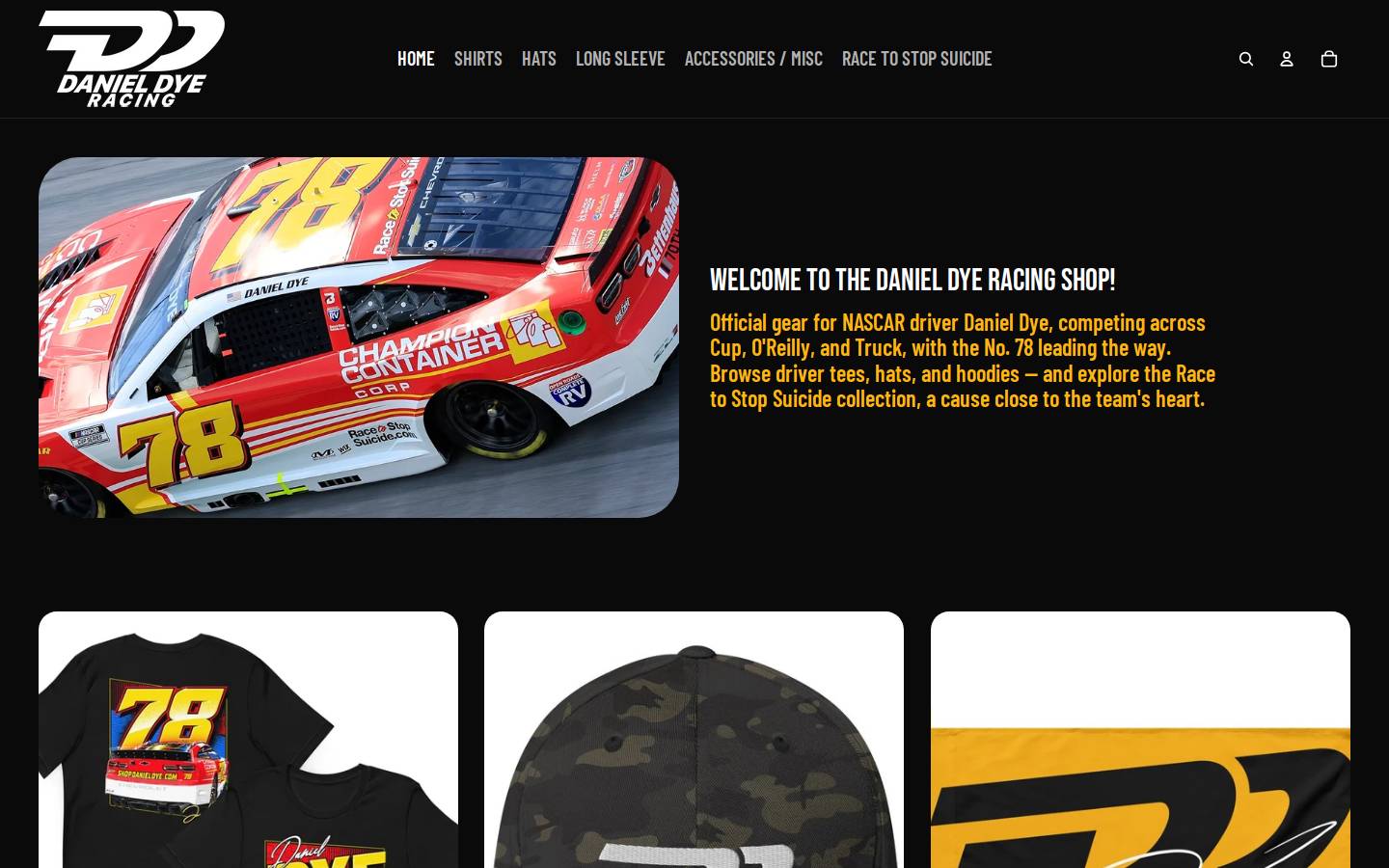 shopdanieldye.com homepage screenshot