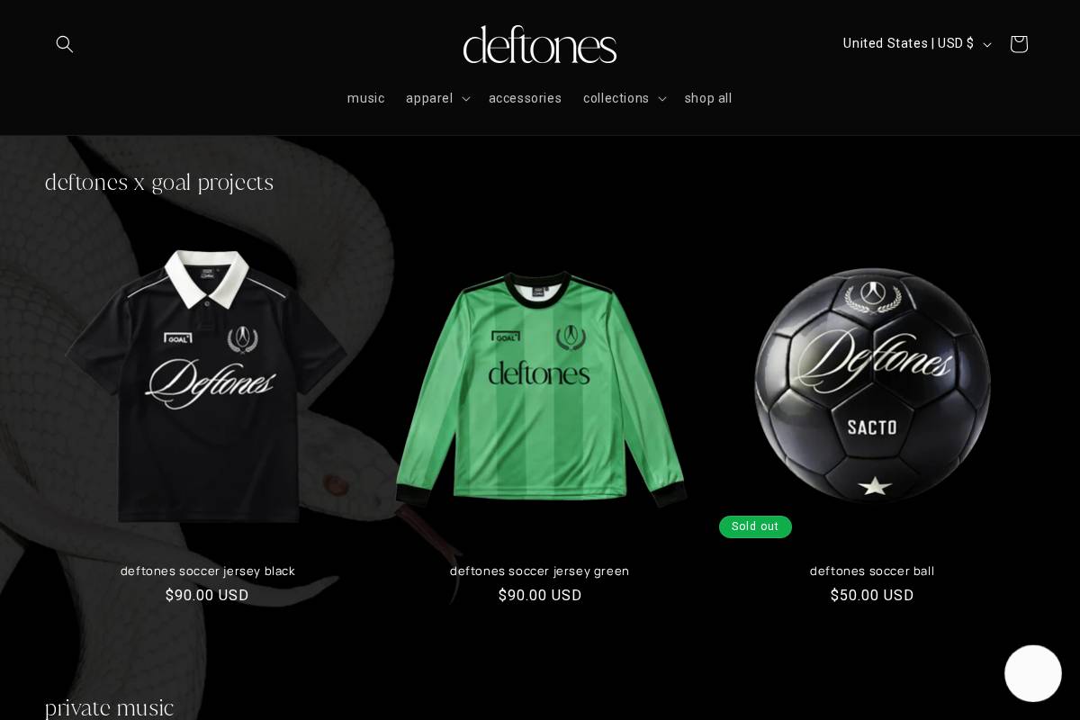 shopdeftones.com homepage screenshot