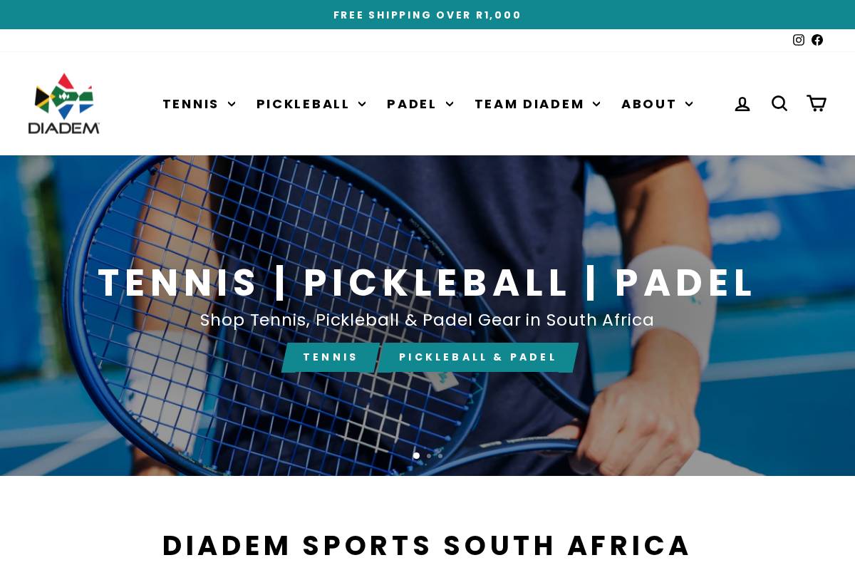 shopdiadem.co.za homepage screenshot