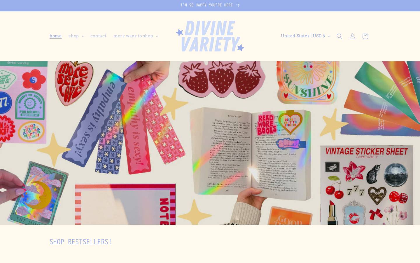 shopdivinevariety.com homepage screenshot