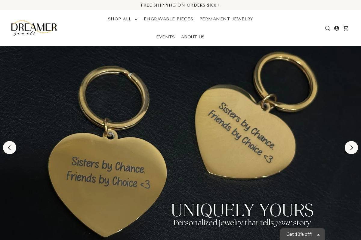 shopdreamerjewels.com homepage screenshot