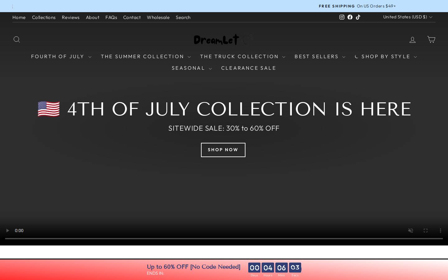 shopdreamlet.com homepage screenshot