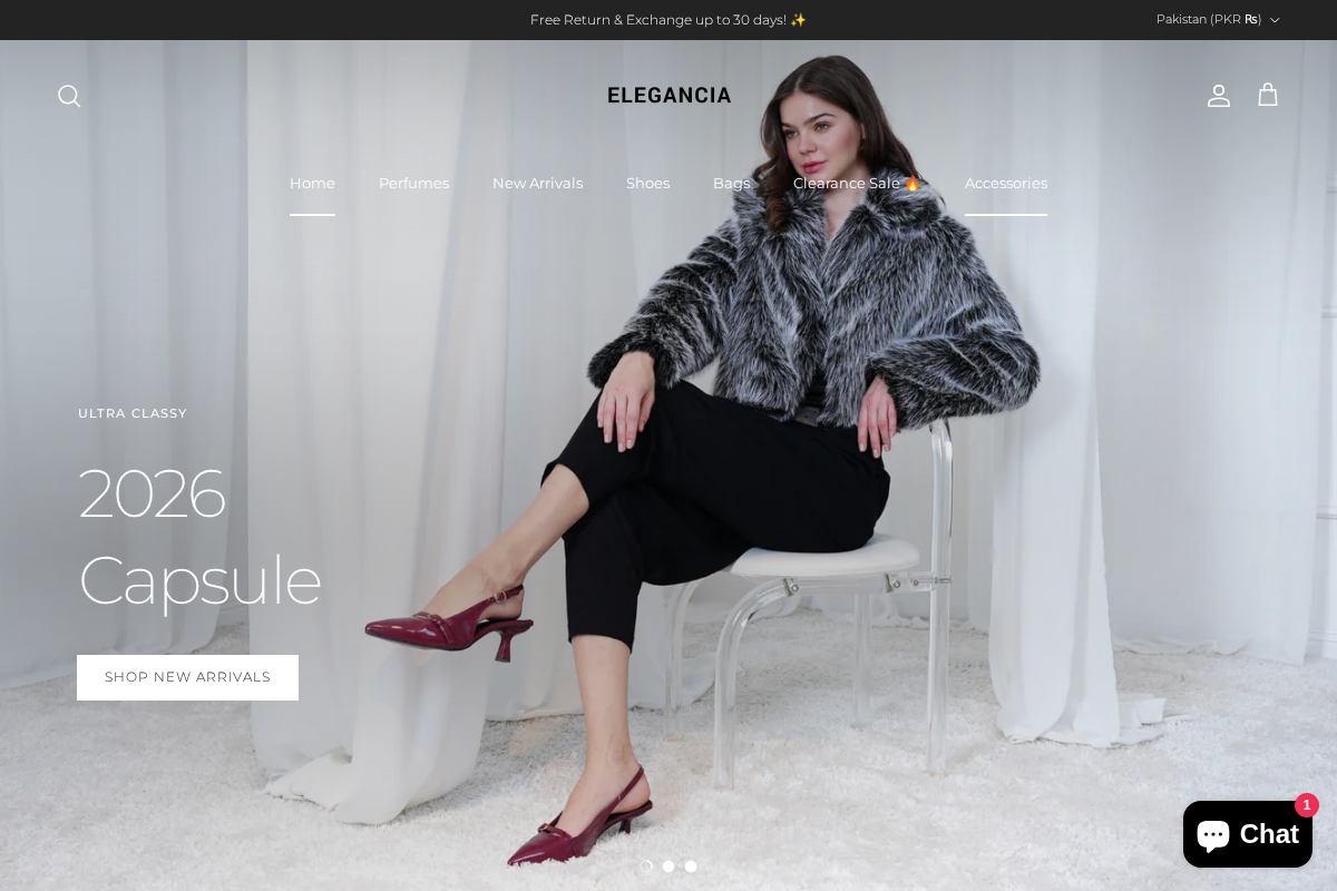 Elegancia homepage screenshot
