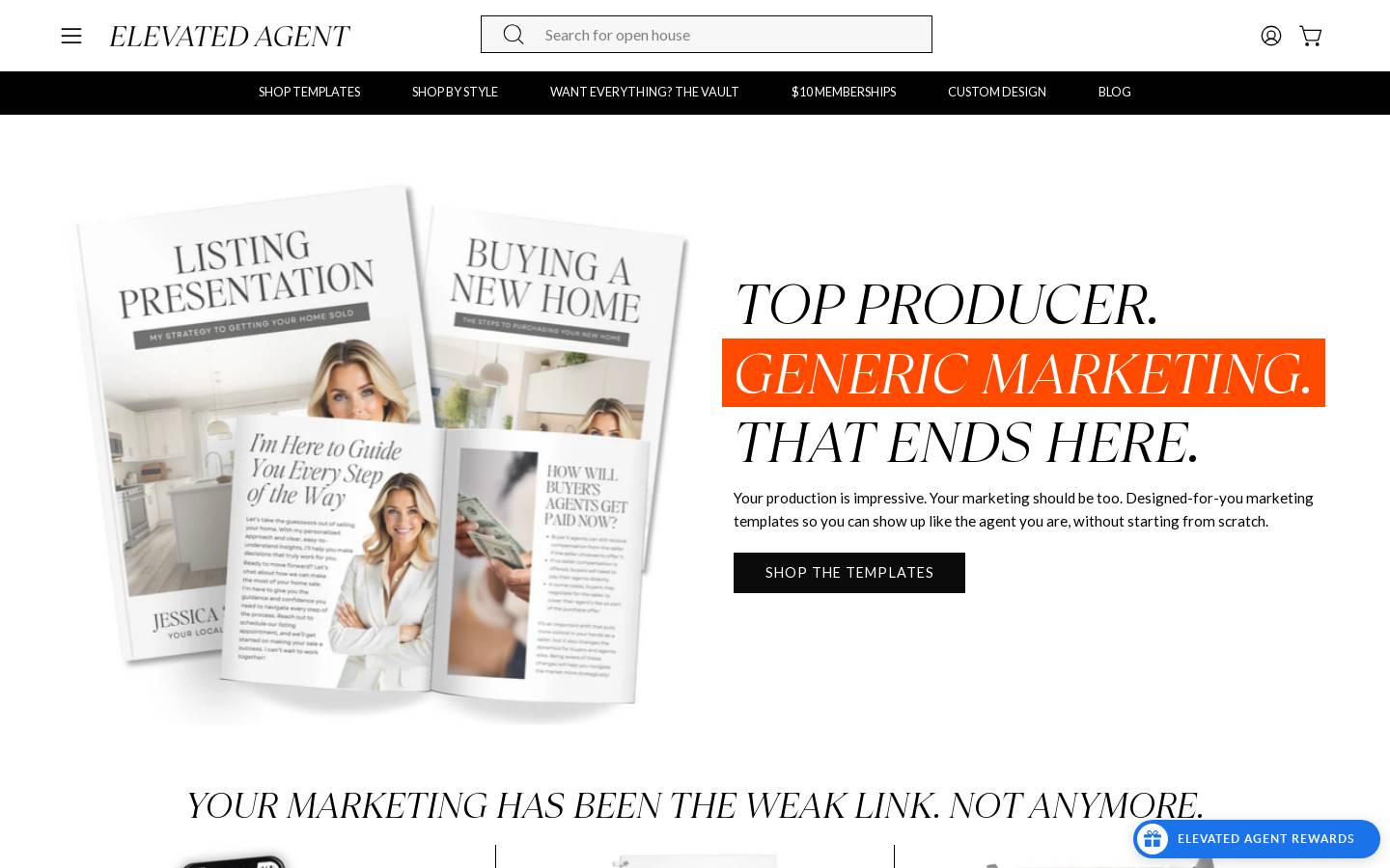 shopelevatedagent.com homepage screenshot