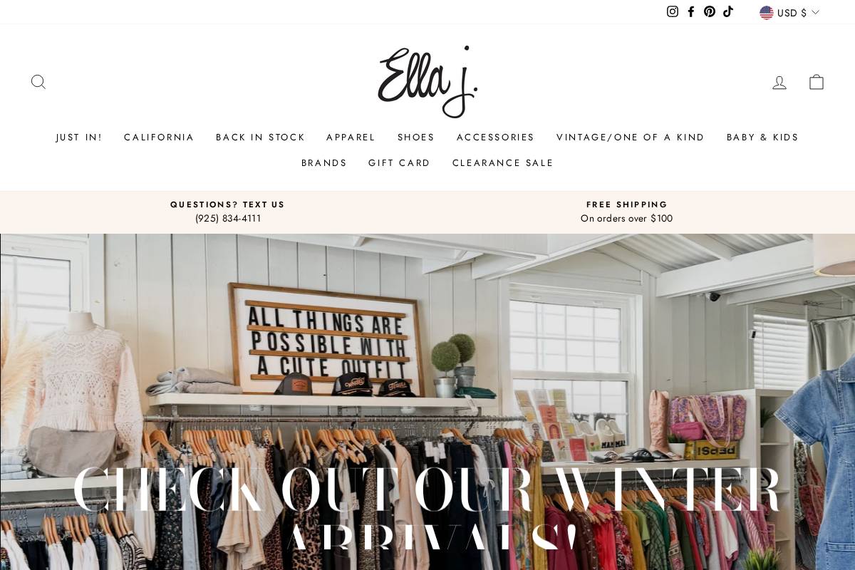 shopellaj.com homepage screenshot