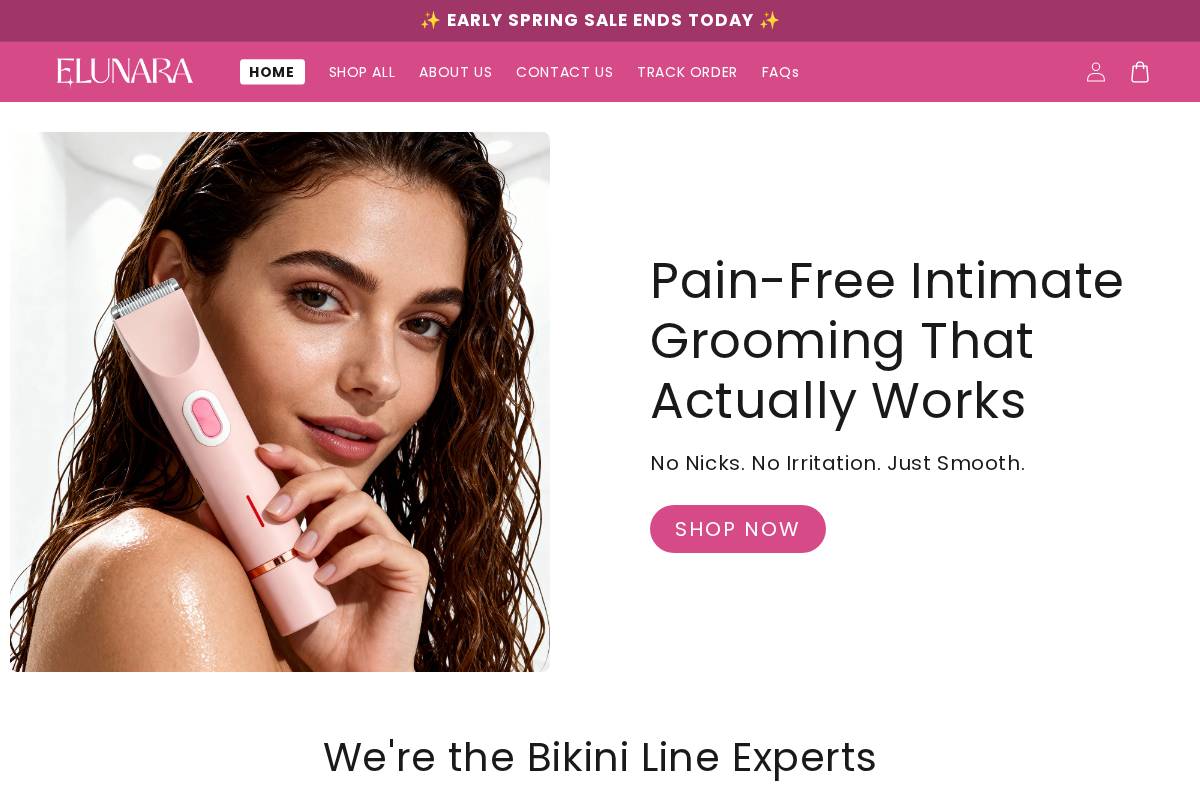 Shopelunara homepage screenshot