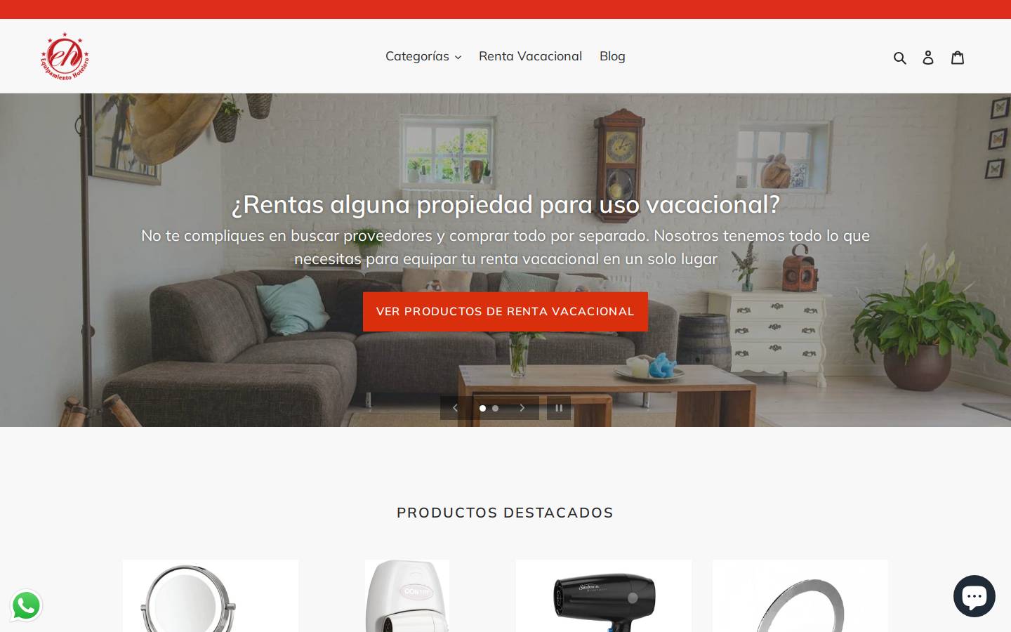 shopequipamientohotelero.com homepage screenshot