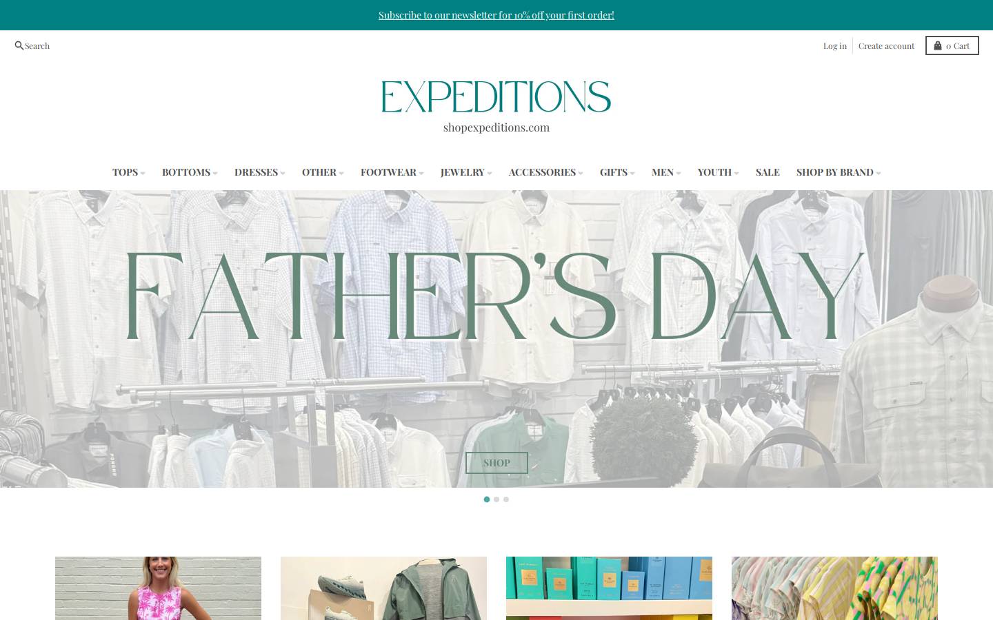 shopexpeditions.com homepage screenshot