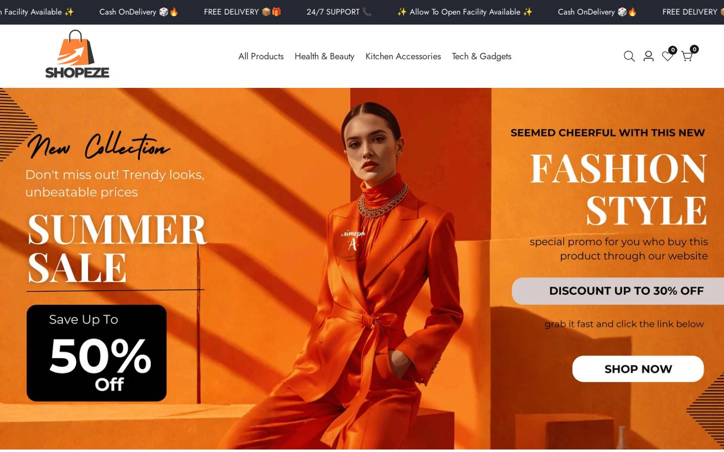 shopeze.store homepage screenshot