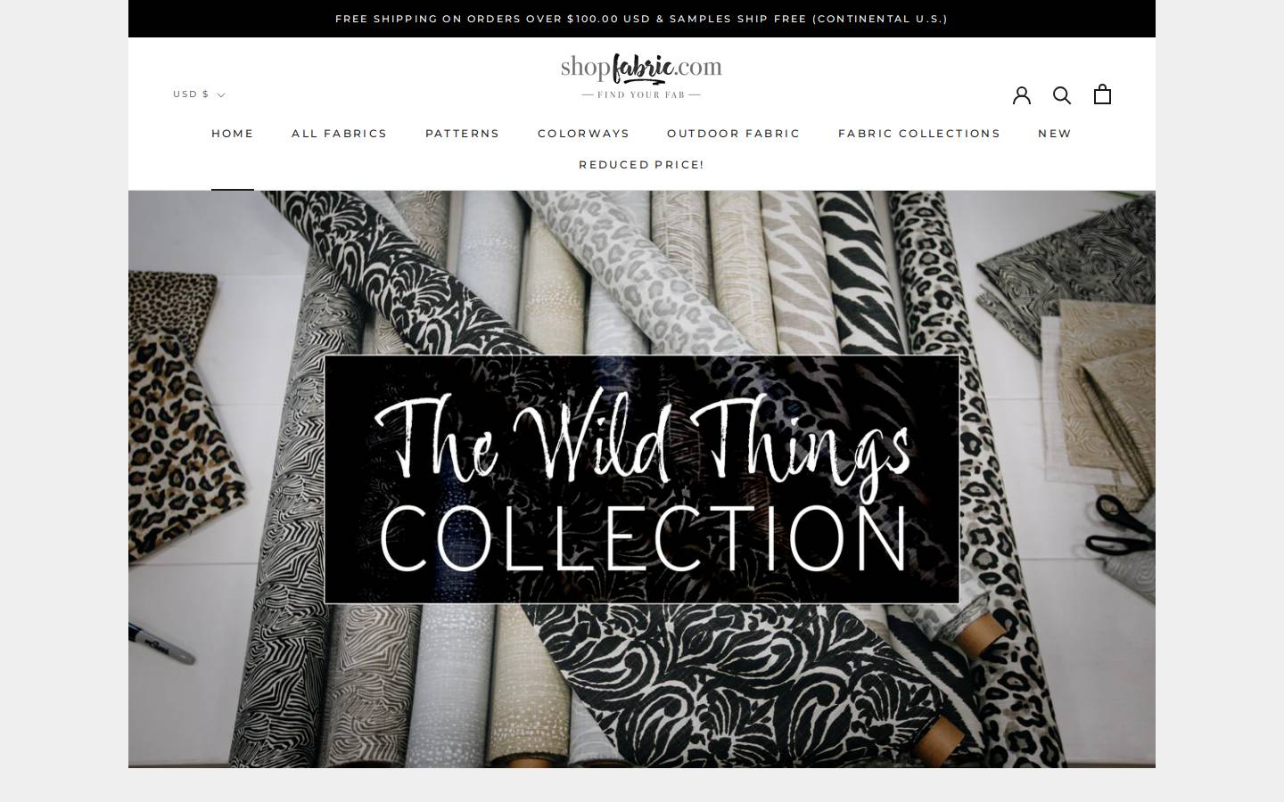 shopfabric.com homepage screenshot