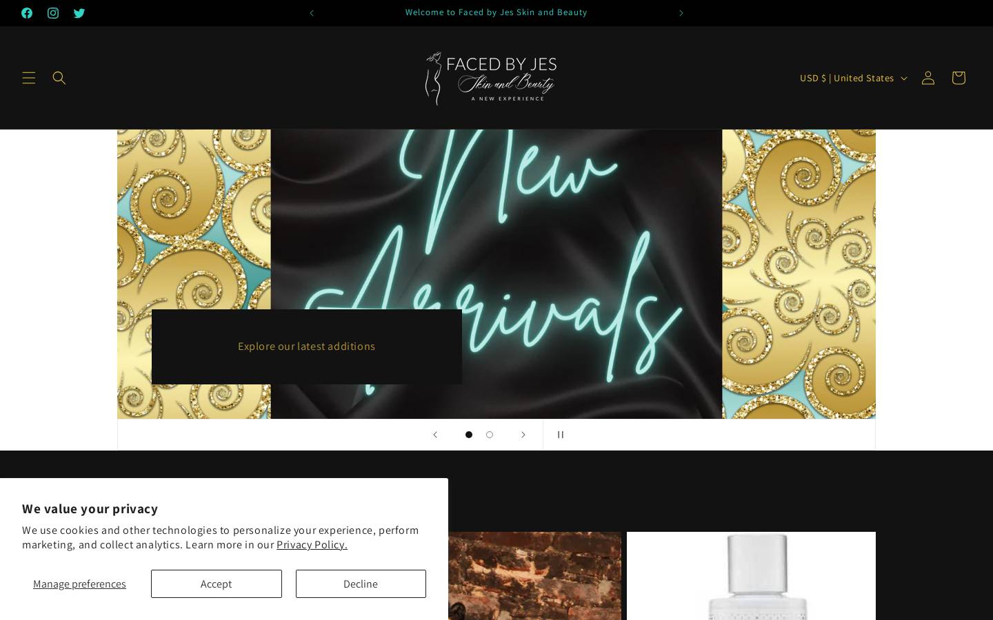 shopfacedbyjes.com homepage screenshot