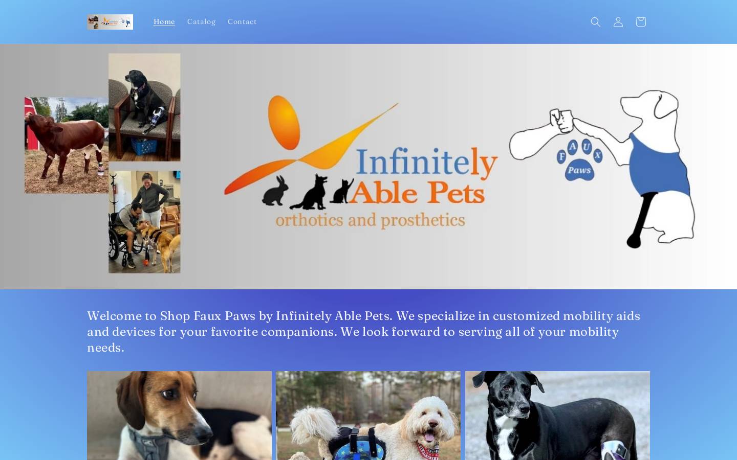 shopfauxpaws.com homepage screenshot