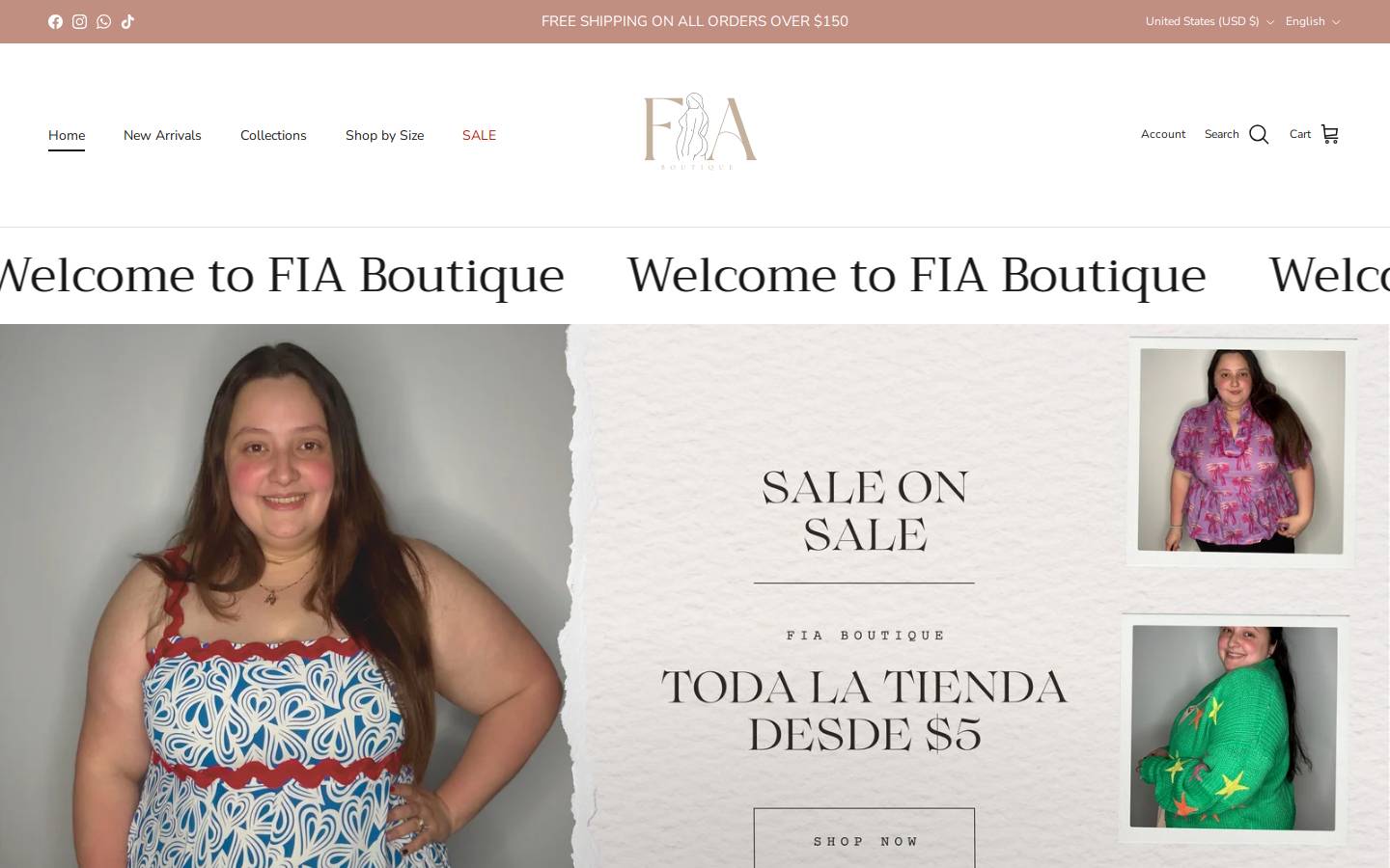 shopfiaboutique.com homepage screenshot