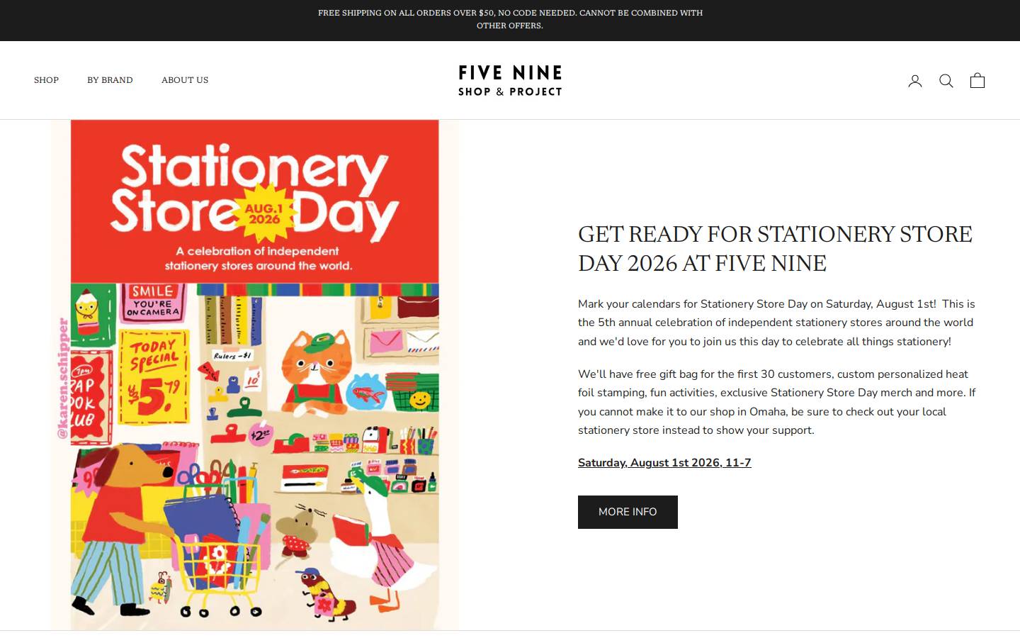 shopfivenine.com homepage screenshot