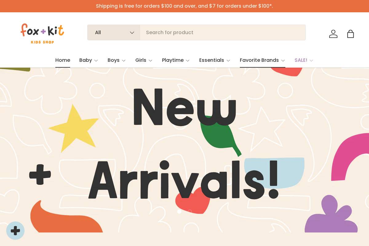 shopfoxandkit.com homepage screenshot