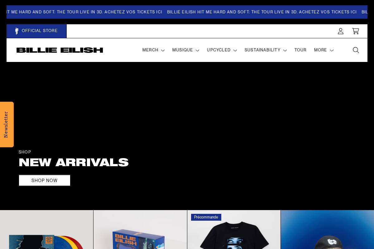 shopfrbillieeilish.com homepage screenshot
