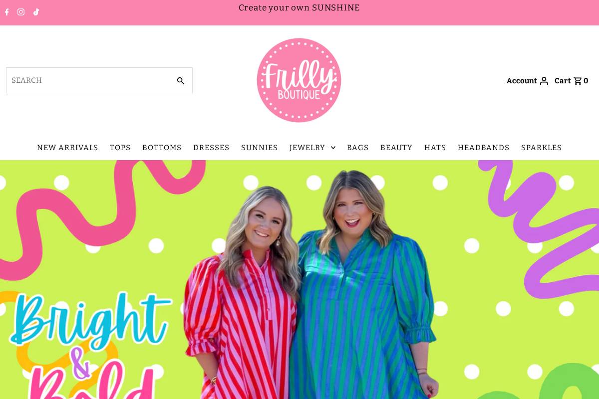 shopfrilly.com homepage screenshot