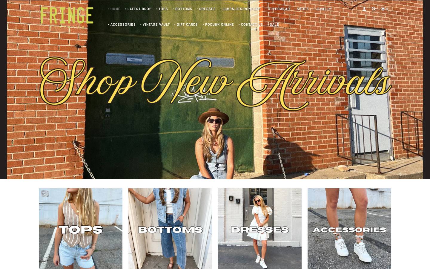 shopfringeclothing.com homepage screenshot
