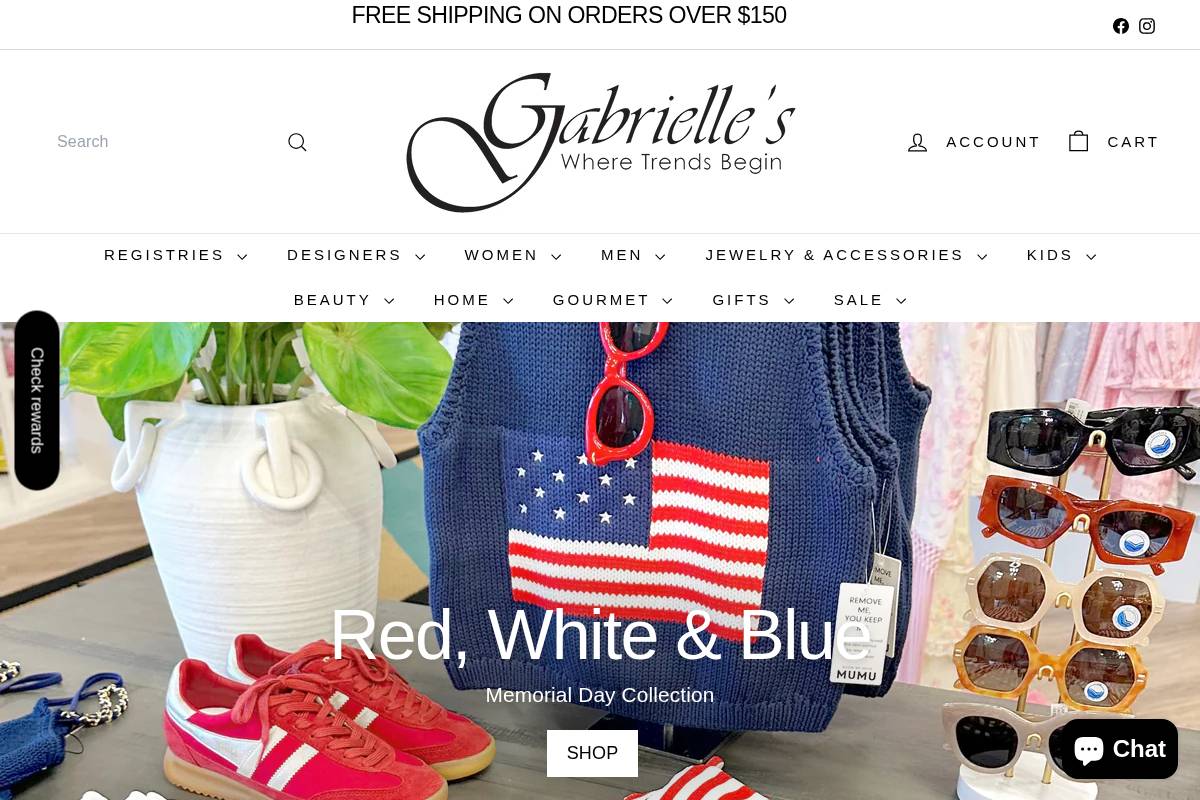 shopgabrielles.com homepage screenshot