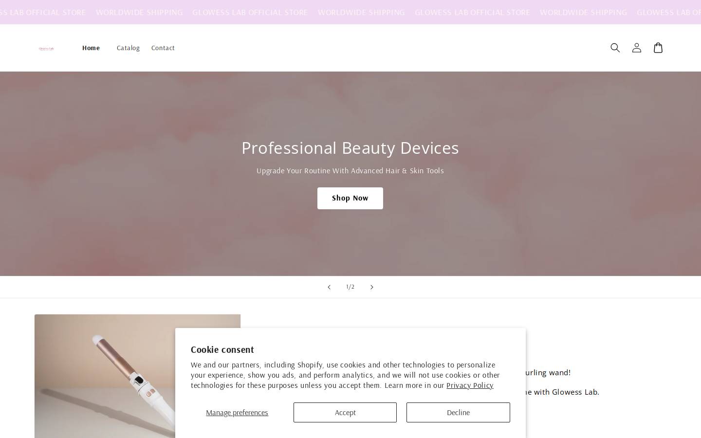 shopglowess.com homepage screenshot