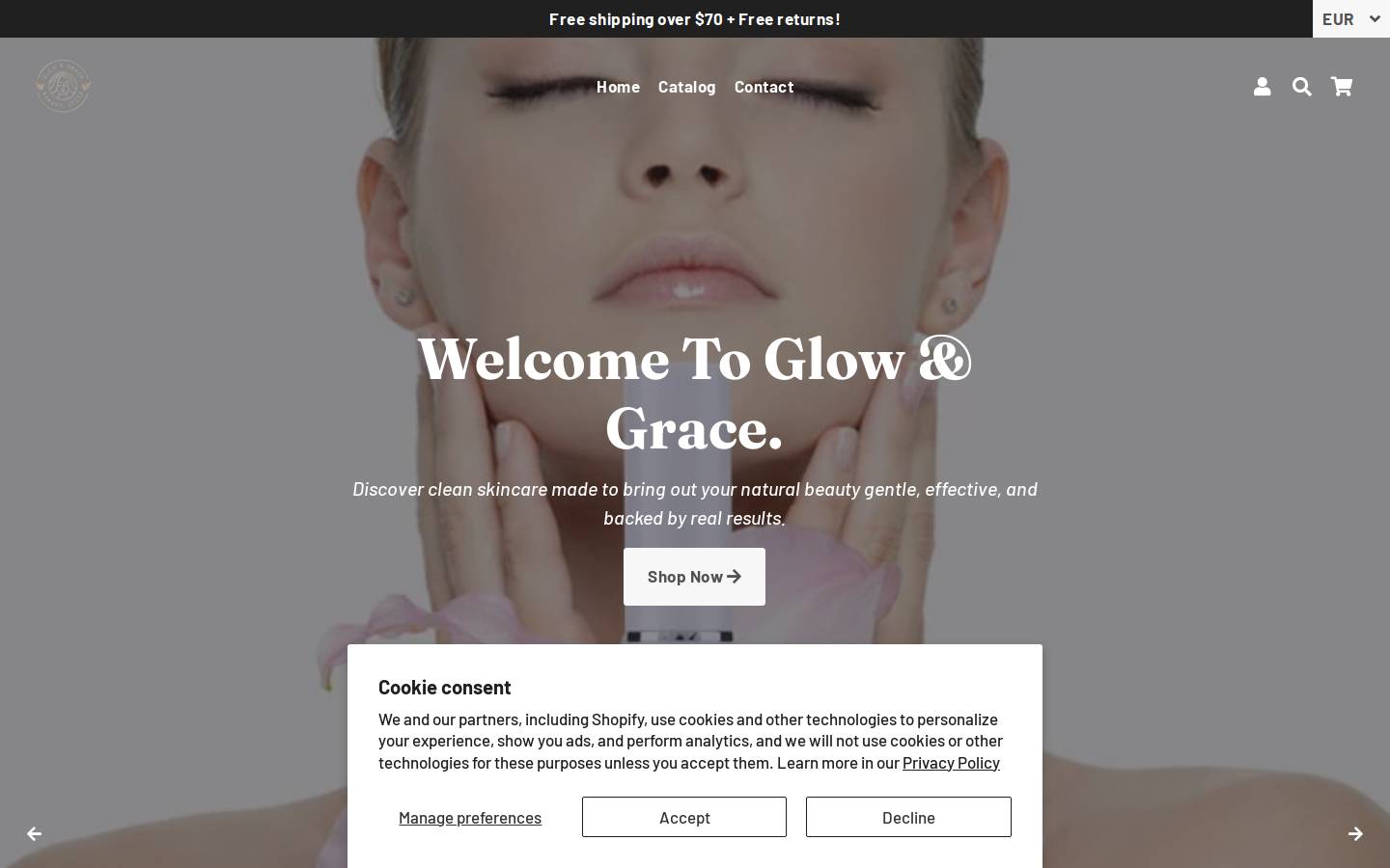 shopglowgrace.com homepage screenshot