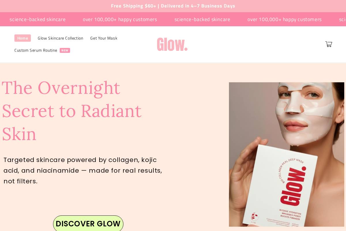 shopglowskincare.com homepage screenshot