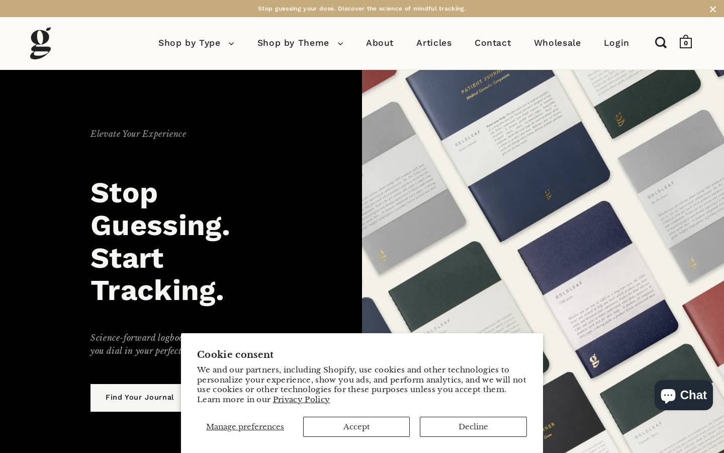 shopgoldleaf.com homepage screenshot