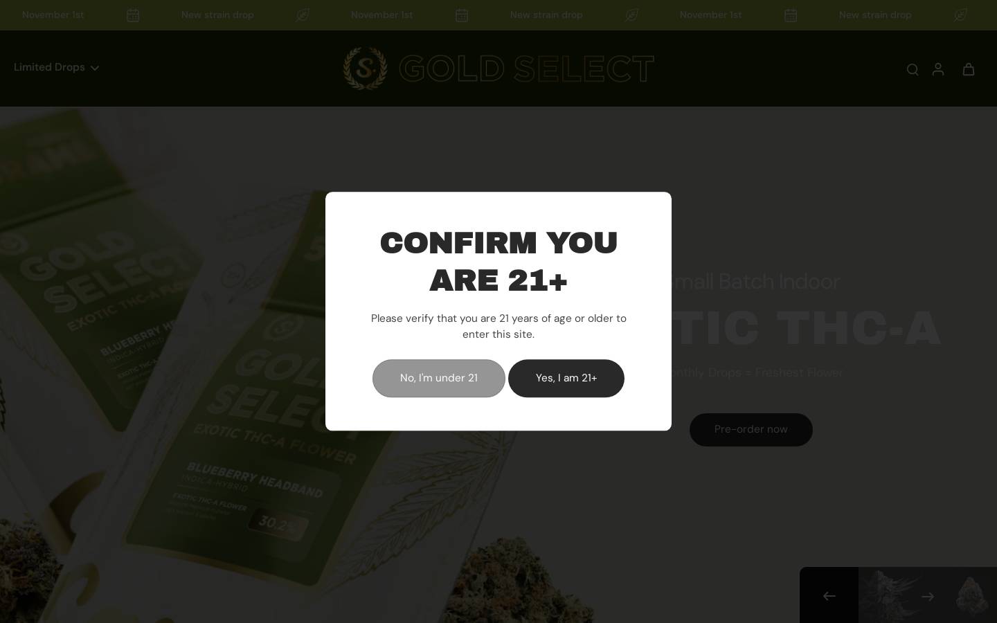 shopgoldselect.com homepage screenshot