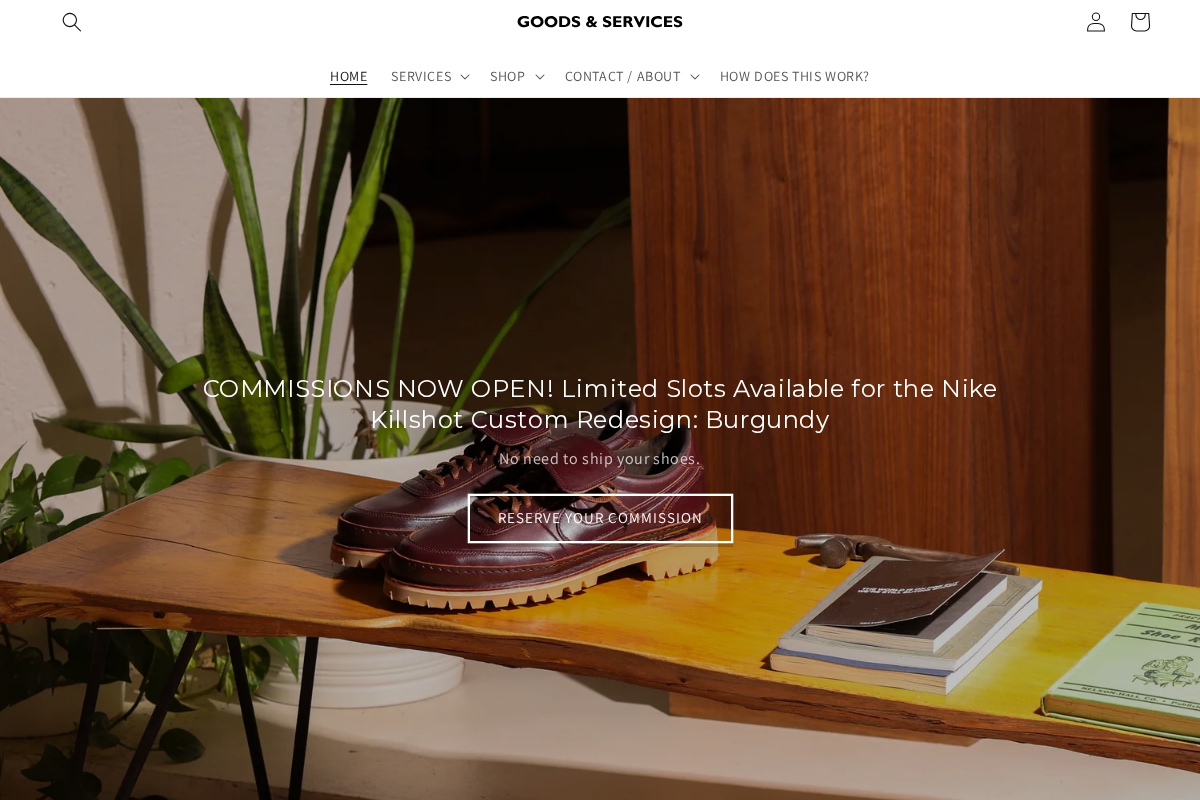Goods & Services homepage screenshot