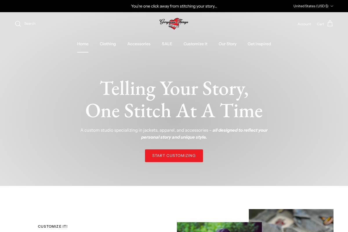 shopgorgeousthings.com homepage screenshot