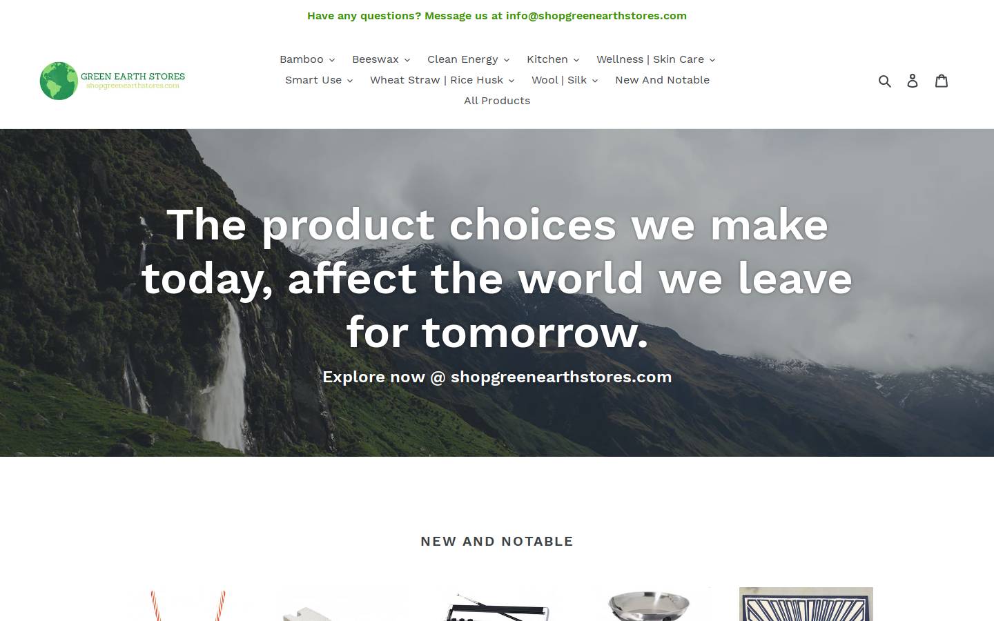 shopgreenearthstores.com homepage screenshot