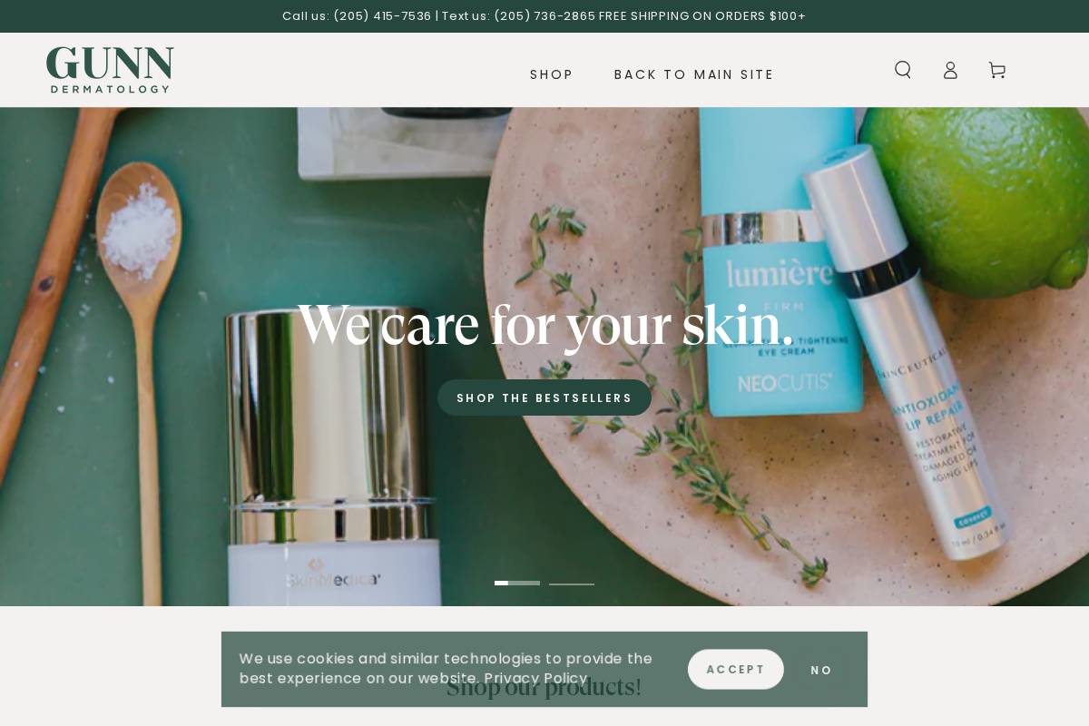 shopgunndermatology.com homepage screenshot